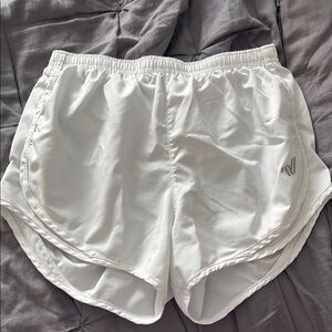 White Athletic Running Shorts with Elastic Waistband